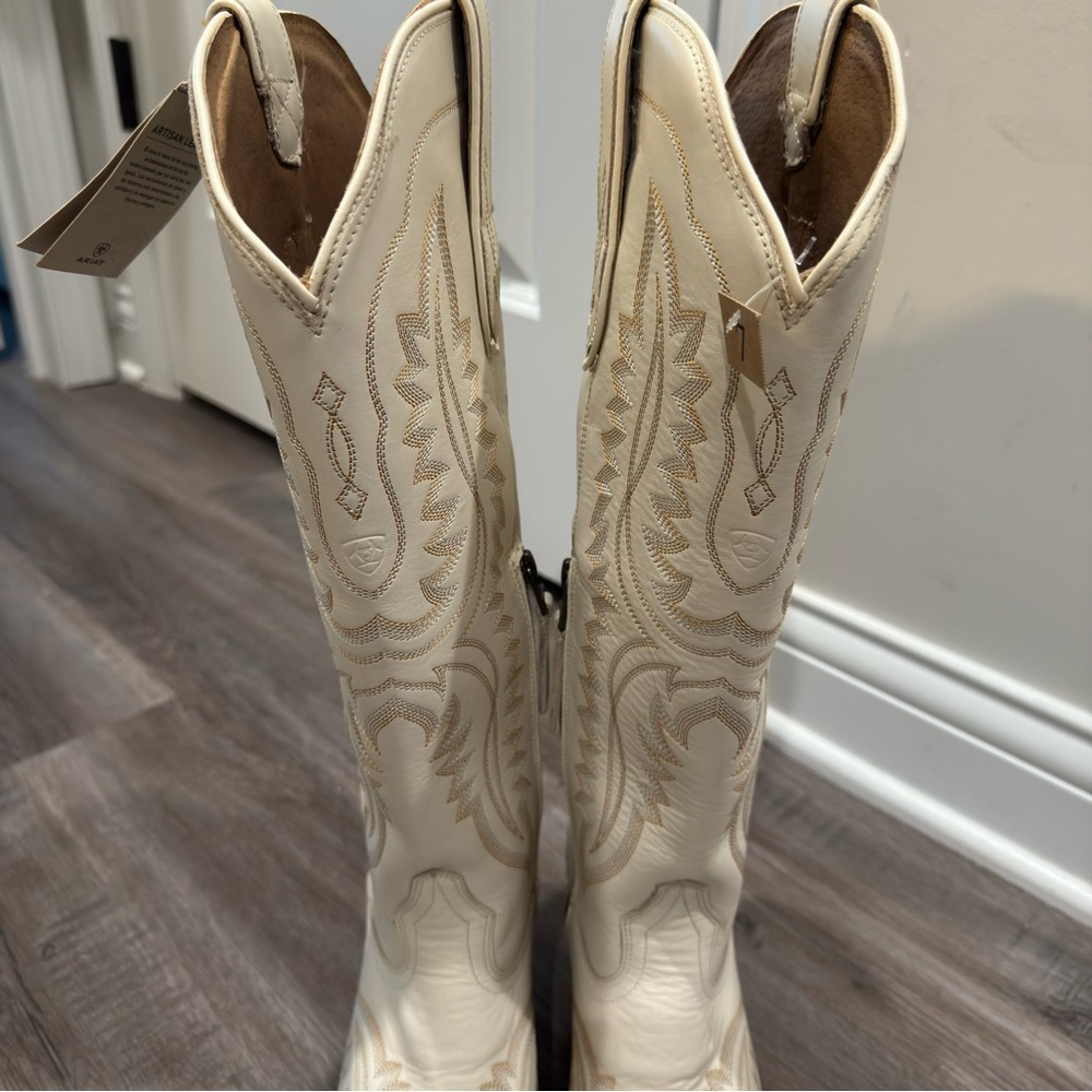 Ariat Casanova Tall Blanco White Leather Cowboy Western Heeled Boots - Picture 4 of 12